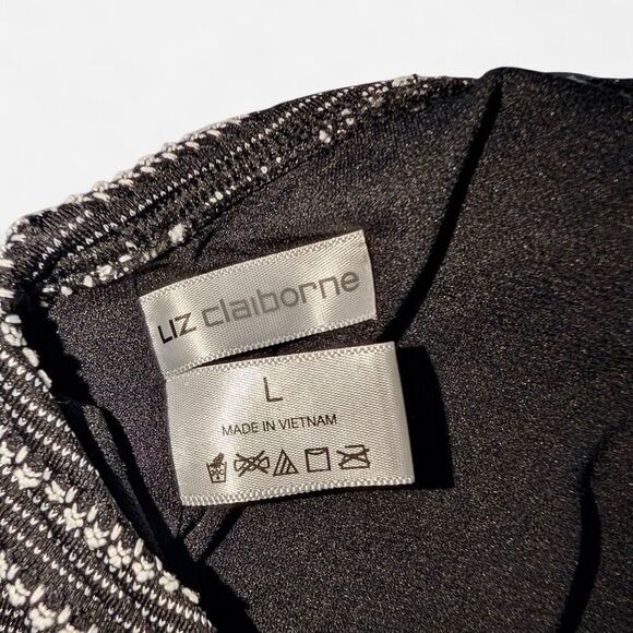 Liz Claiborne Black and White Striped Halter Tankini Swimsuit Top - Picture 5 of 6